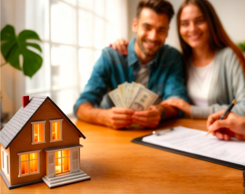 Hombre de negocios inspeccionando casa